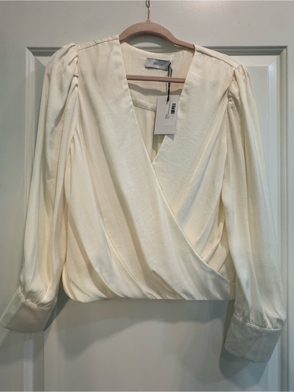 Greylin Wrap Front Blouse in Ivory